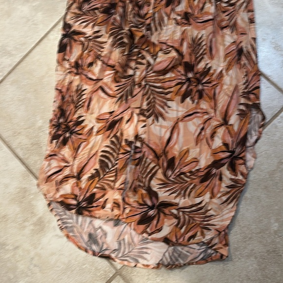 Vici Peach Tropical Floral Palm Print Button Front Maxi Dress S Beach Summer - Picture 6 of 8